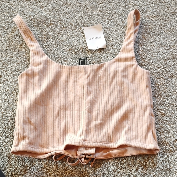 Forever 21 Pink Lace-Up Ribbed Crop Top - Picture 4 of 5